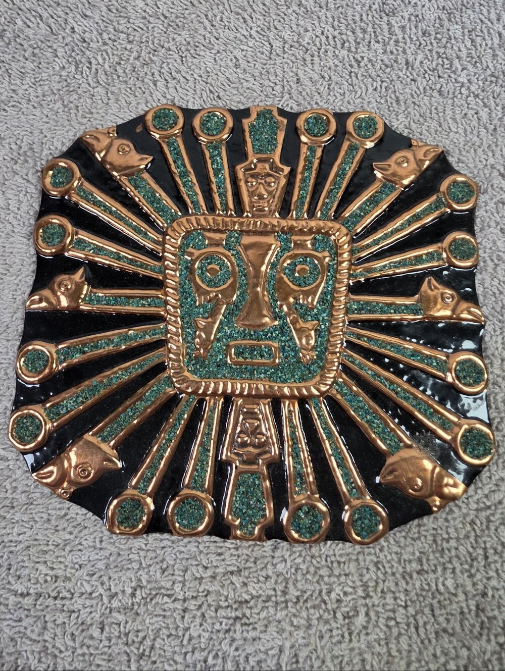Vintage Peruvian Copper Sun God